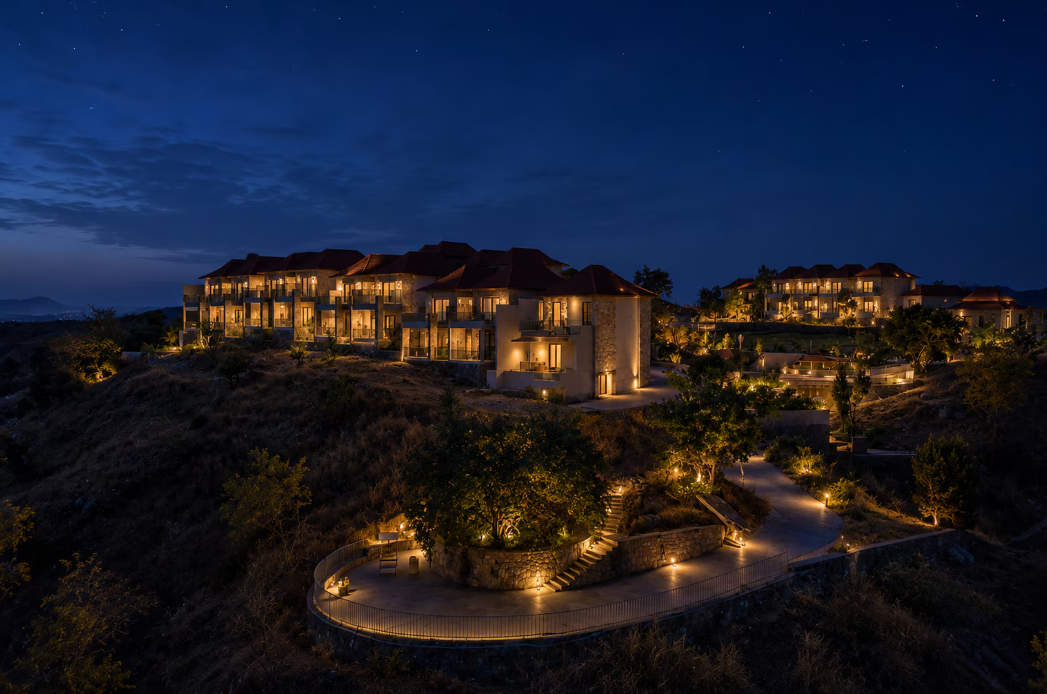 Sajjan Bagh Resort and Spa at night - The beautiful venue in Kumbhalgarh